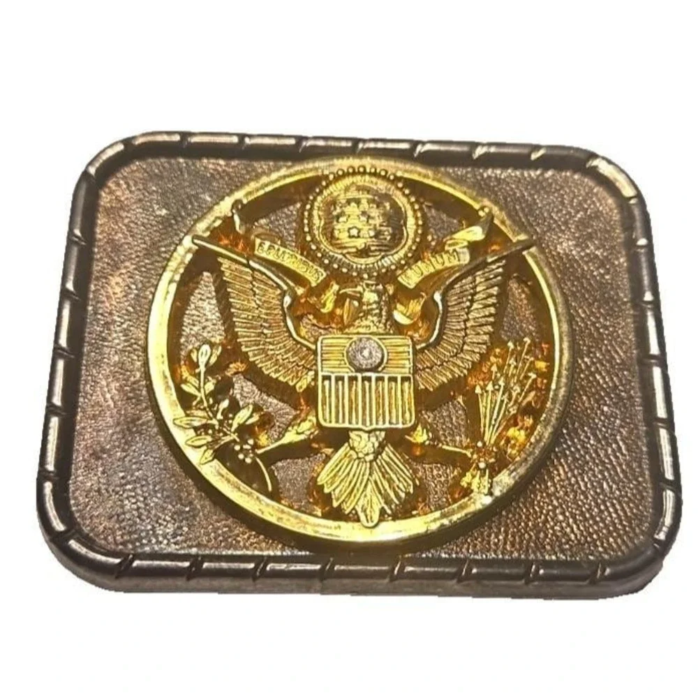 Vintage U.S. Great Seal Eagle Belt Buckle Gold Tone American USA